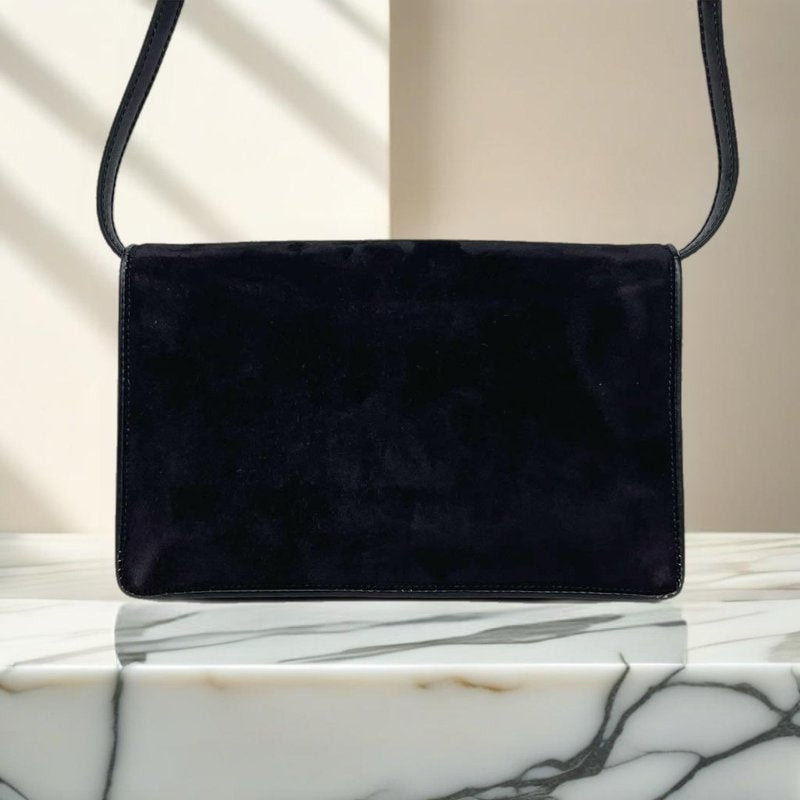 CELINE rare suede and cowhide Arc de Triomphe side bag / oblique bag