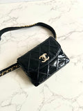CHANEL Rare Black Leather Swivel Clasp Two-way/Belt Bag/Shoulder Bag/Clutch