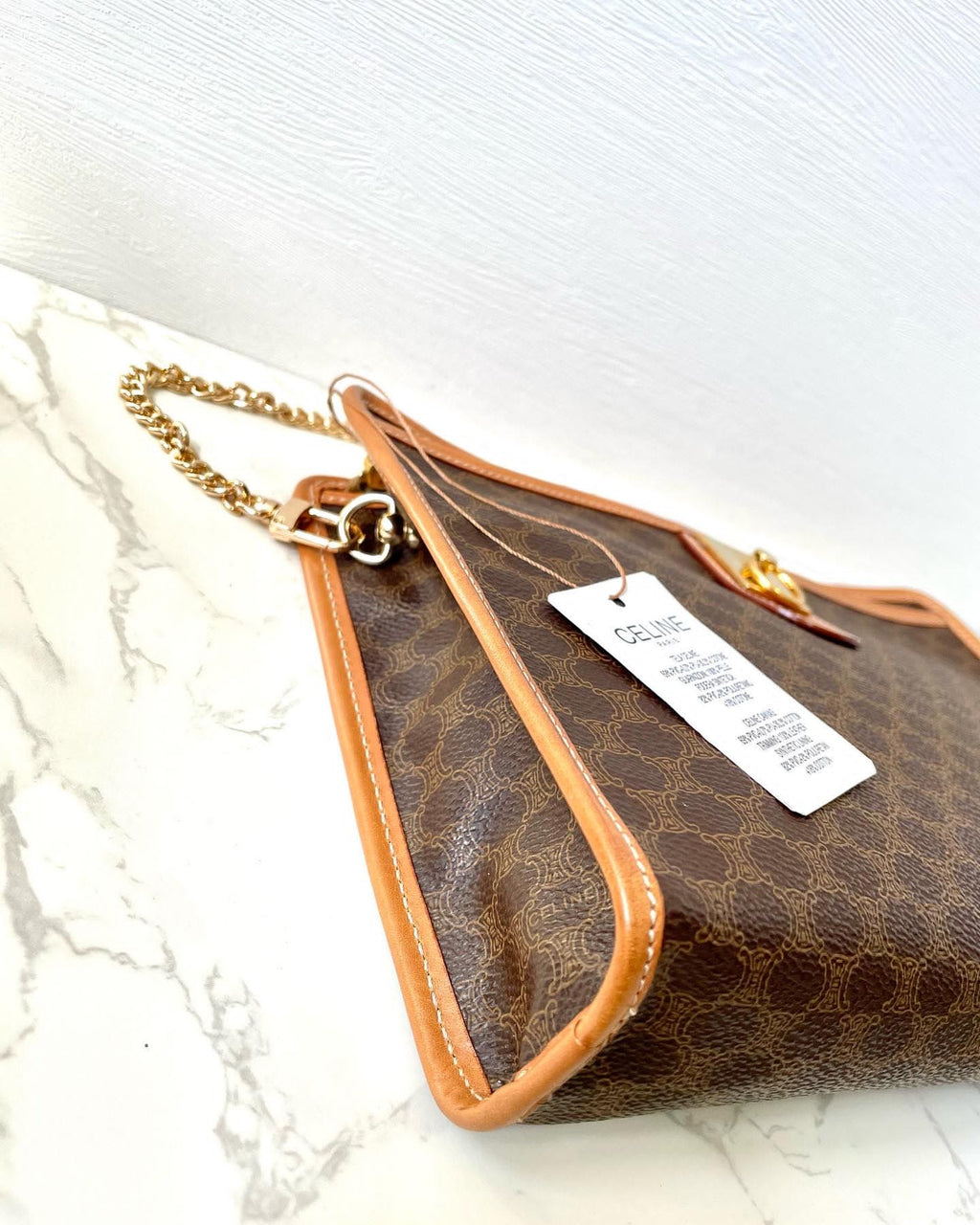 CELINE Brown Monogram Chain Crossbody Bag