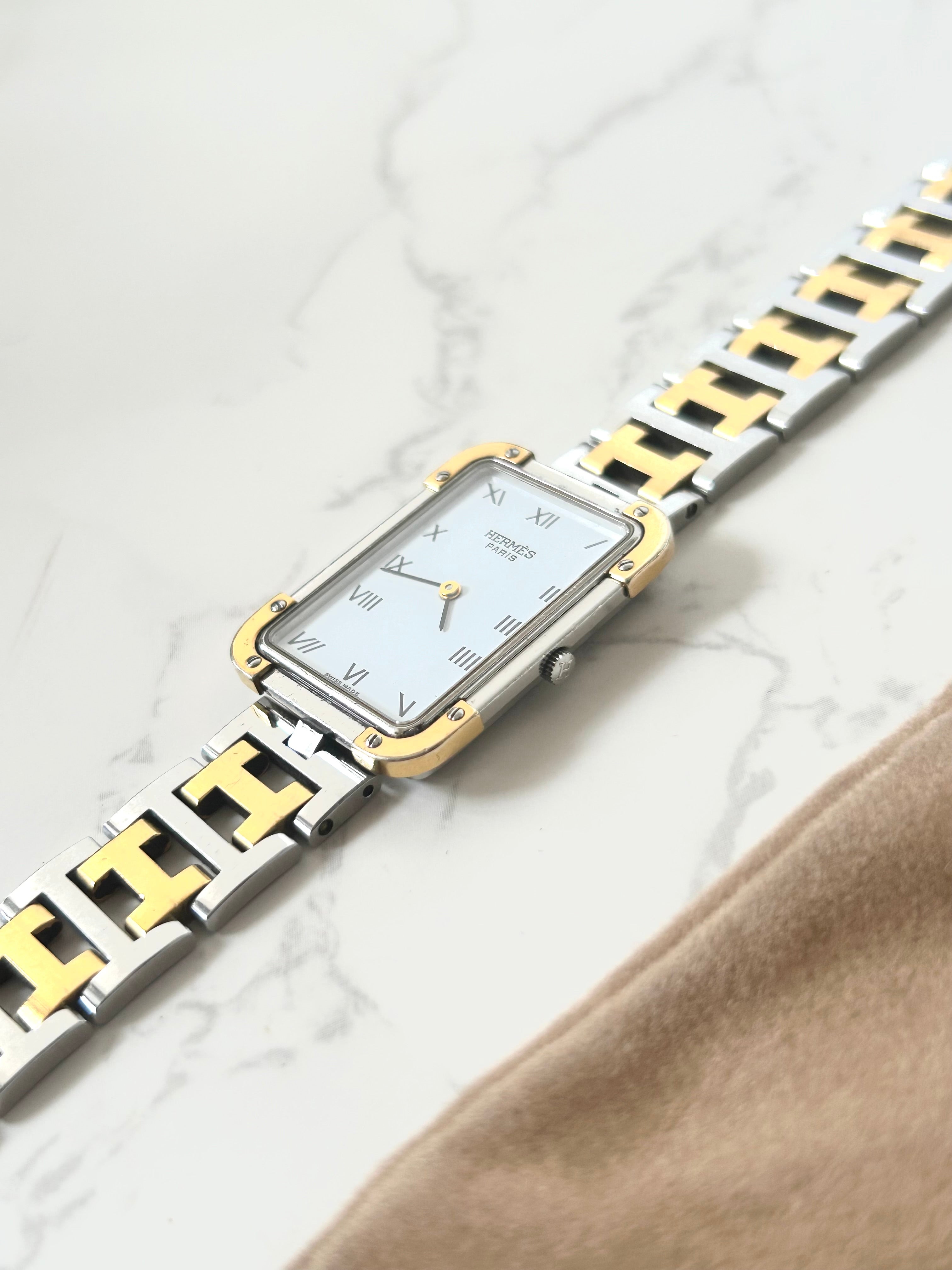 HERMES rare Croisiere gold and silver bracelet men's and women's watch