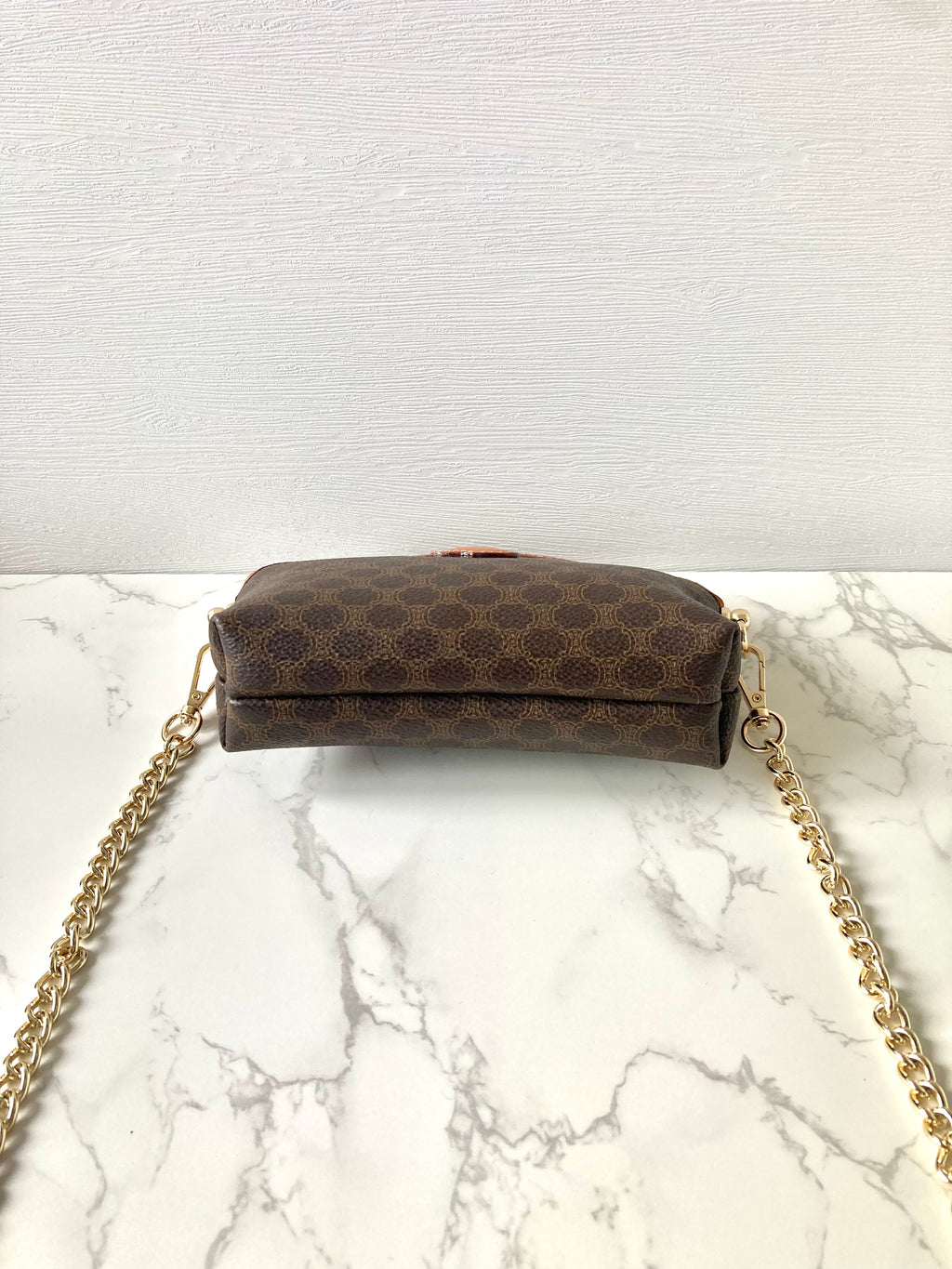 CELINE Brown Monogram Mini Pouch Chain Bag (Add-on)