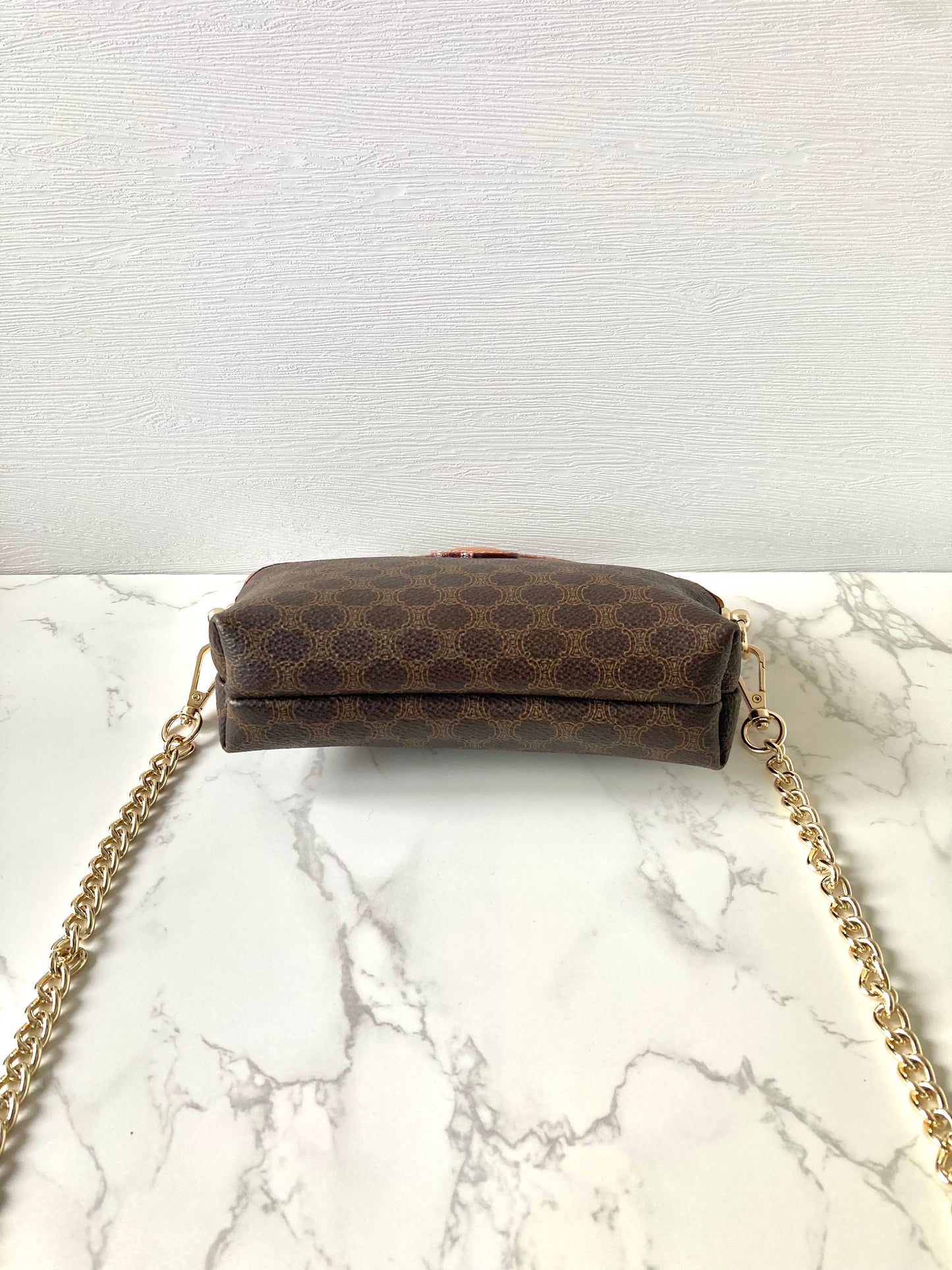 CELINE Brown Monogram Mini Pouch Chain Bag (Add-on)