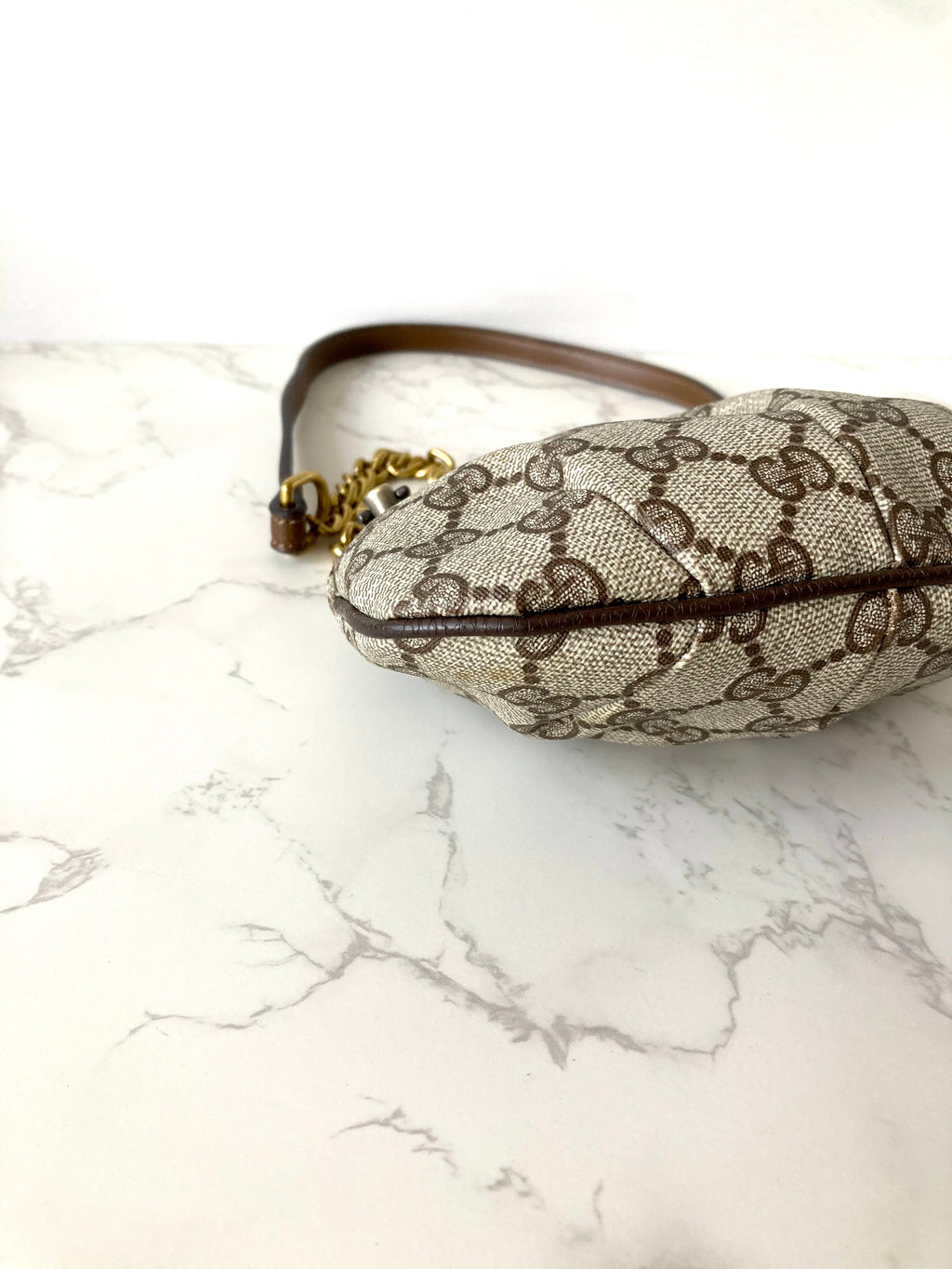 GUCCI Brown Monogram Gold Accessories Mini Two-way Crossbody / Pouch Bag