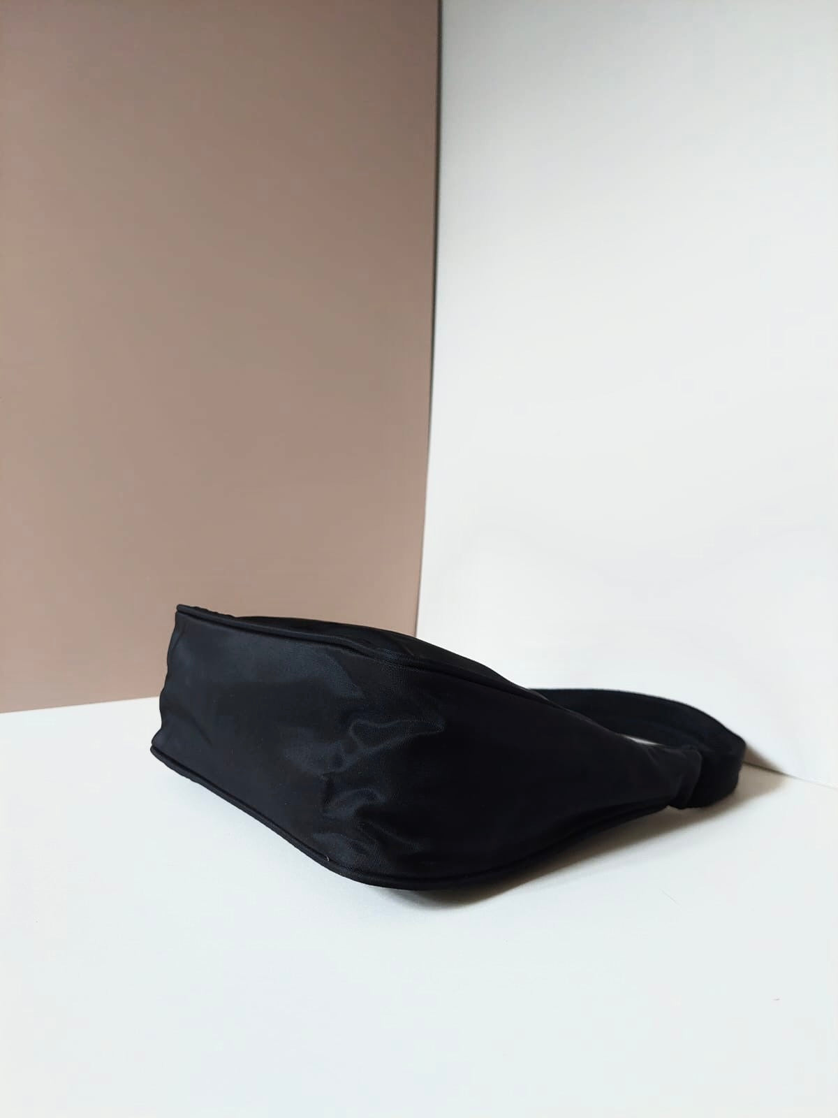 PRADA Black Silver Triangle Hobo Shoulder Bag/Underarm Bag/Side Bag