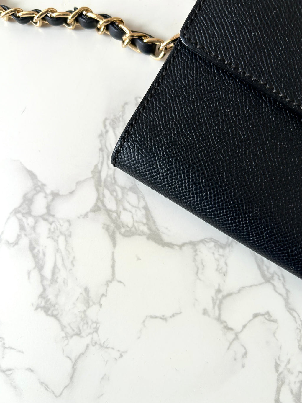 CHANEL Black Gold Caviar Leather Side Bag/Messenger Bag/Long Clip/Wallet