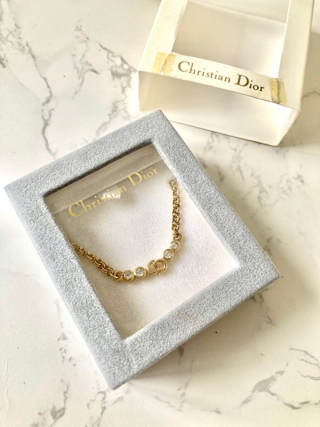 CHRISTIAN DIOR (Original Box Included) Rhinestone Collar Necklace