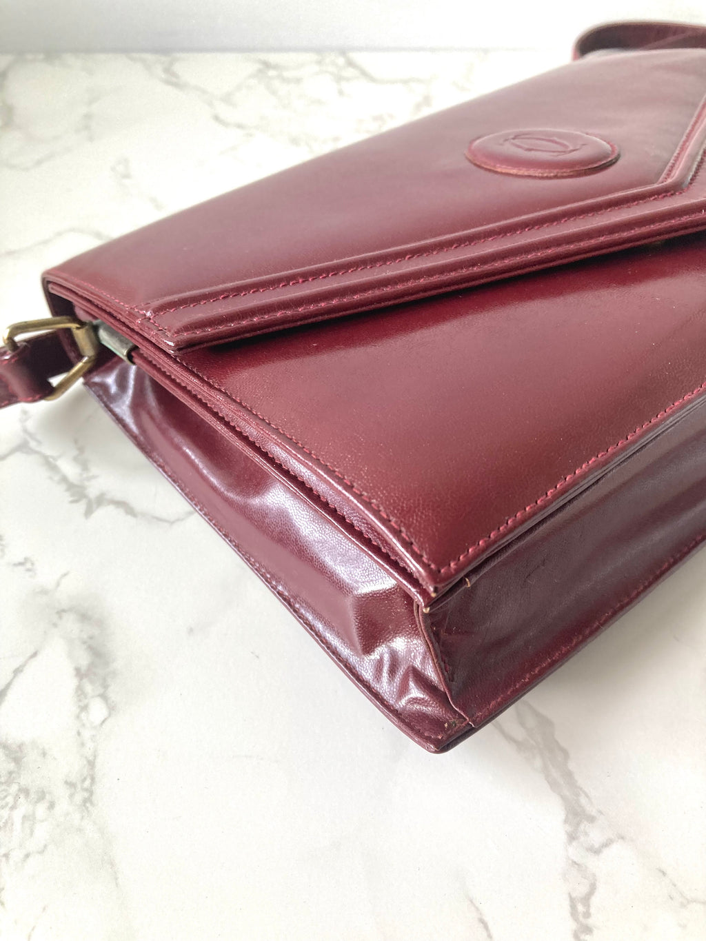 CARTIER Must De Cartier Burgundy Envelope Crossbody / Shoulder Bag