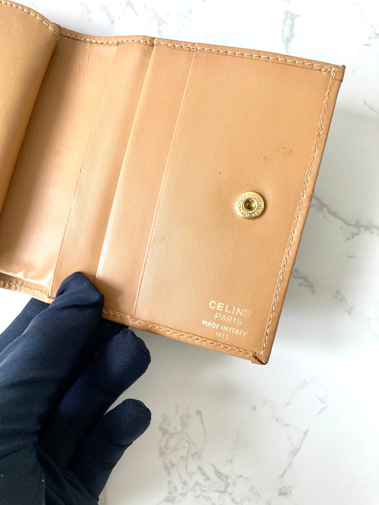 CELINE Brown Monogram Compact Bi-Fold Wallet