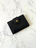Chanel Black Lambskin Gold Buckle Leather Bifold Wallet
