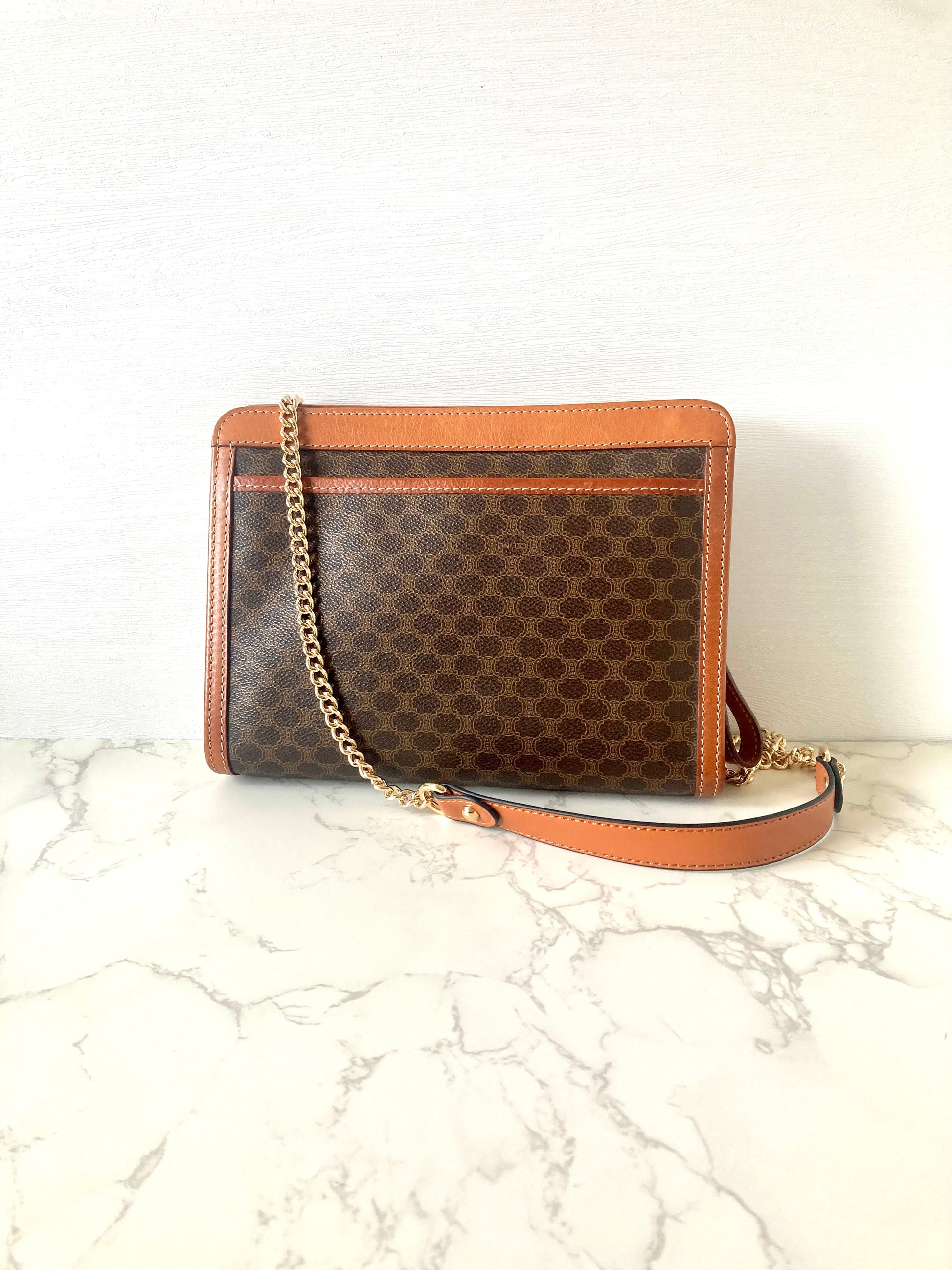 CELINE Brown Macadam Monogram Two-way Shoulder Bag