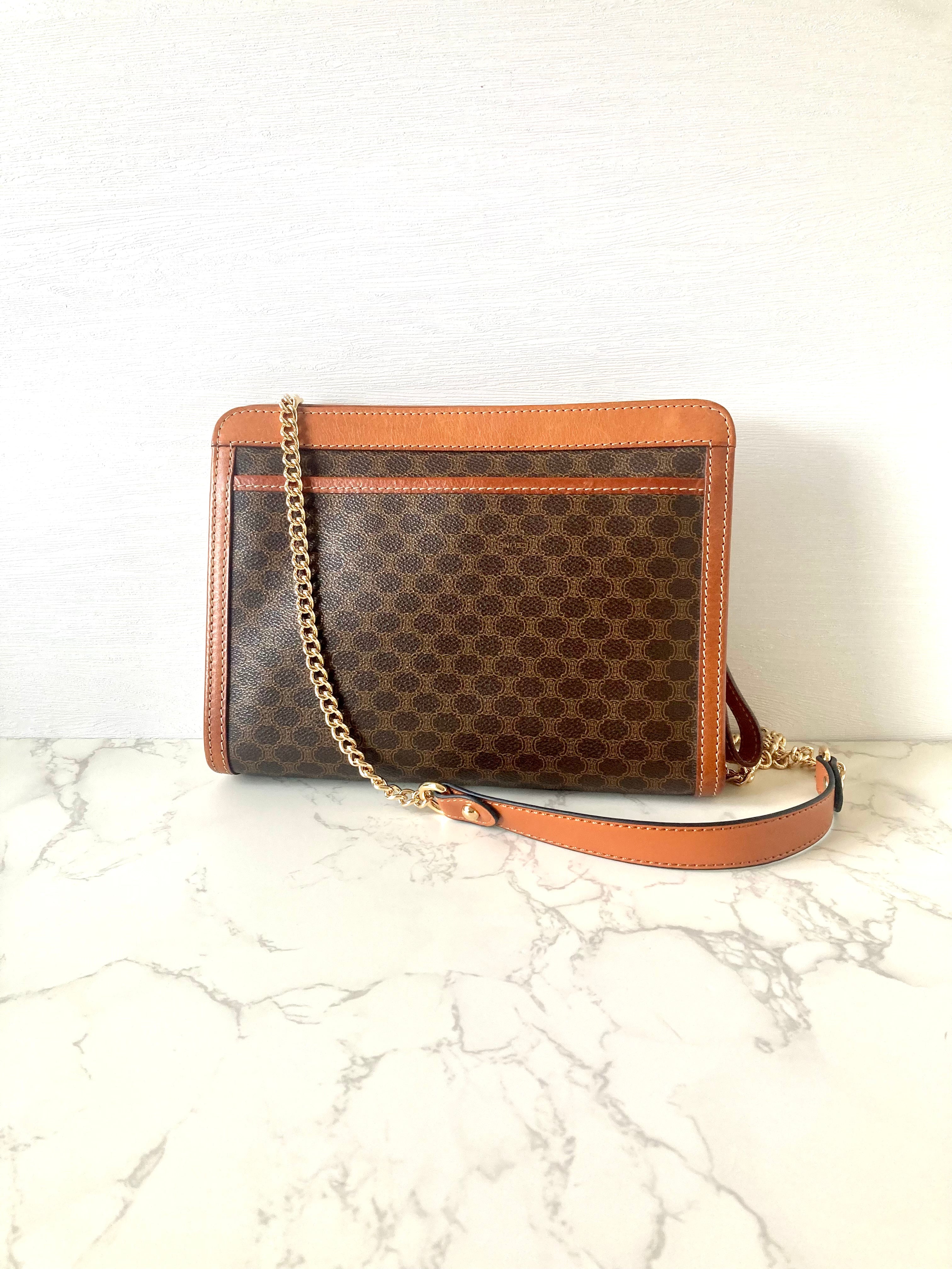 CELINE Brown Macadam Monogram Two-way Shoulder Bag