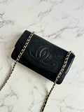Chanel Black Lambskin Leather WOC Crossbody Bag/Wallet on Chain/Shoulder Bag
