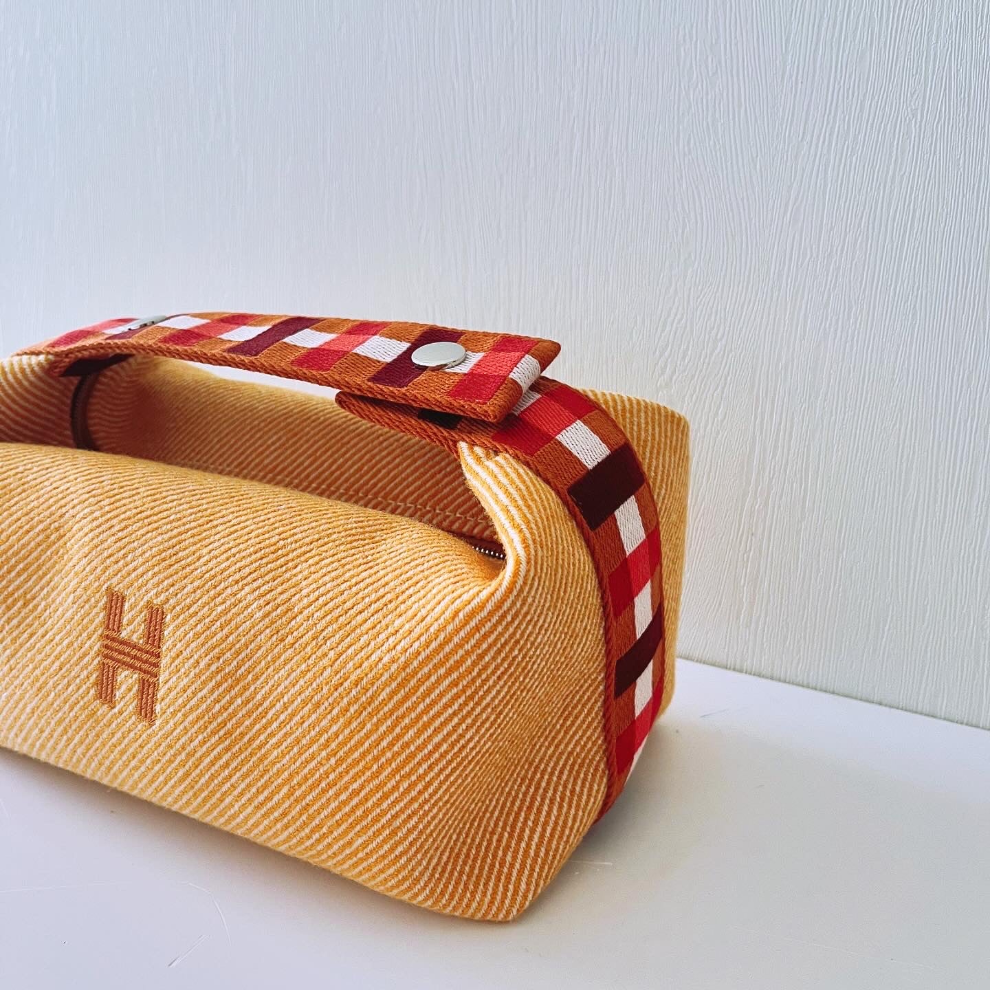 HERMES Brand New Bride-a-Brac au Carre case, small model 飯盒包細號 橙色絨面