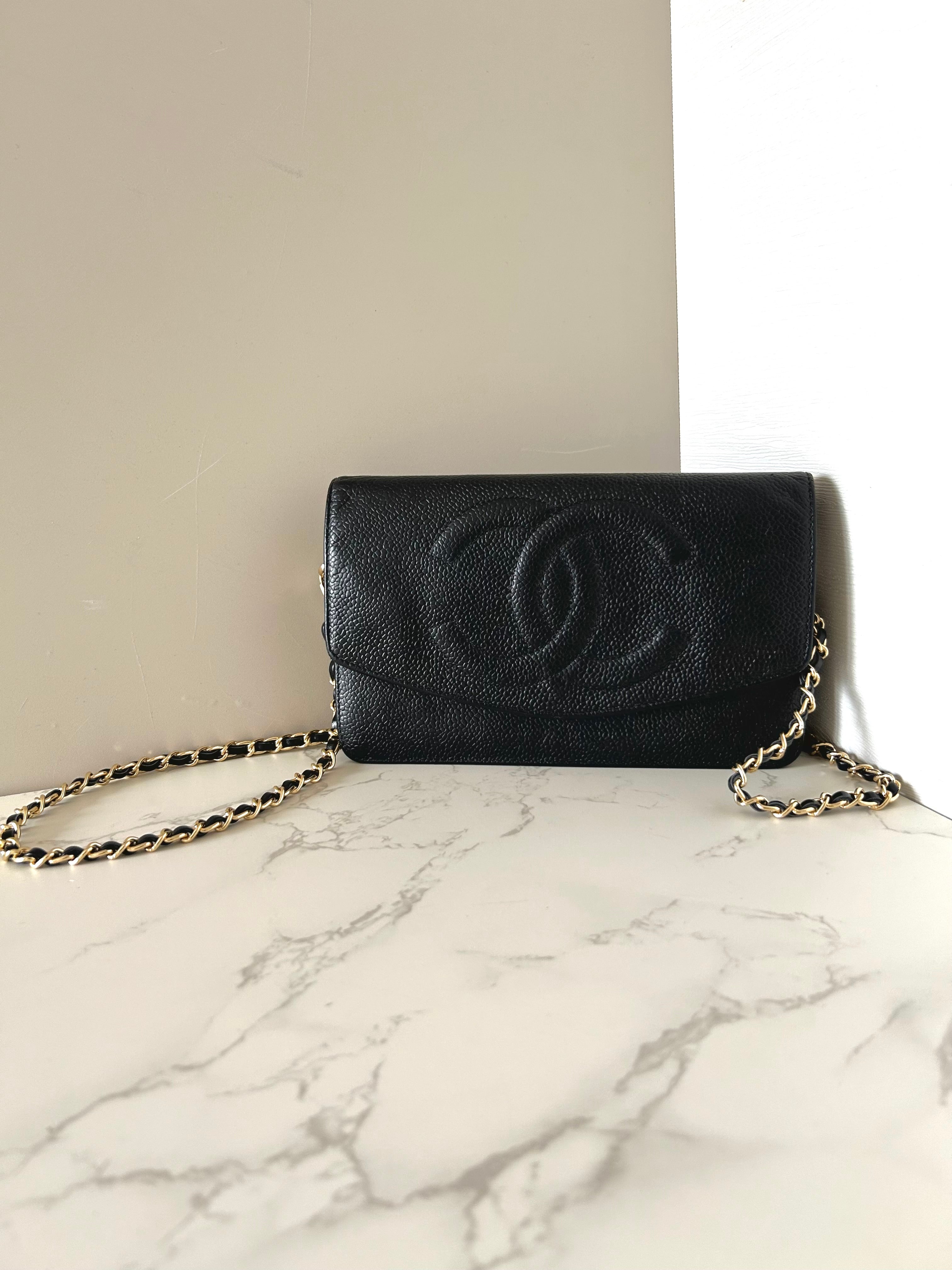 CHANEL Rare Black Caviar Chain WOC/Side Bag/Messenger Bag