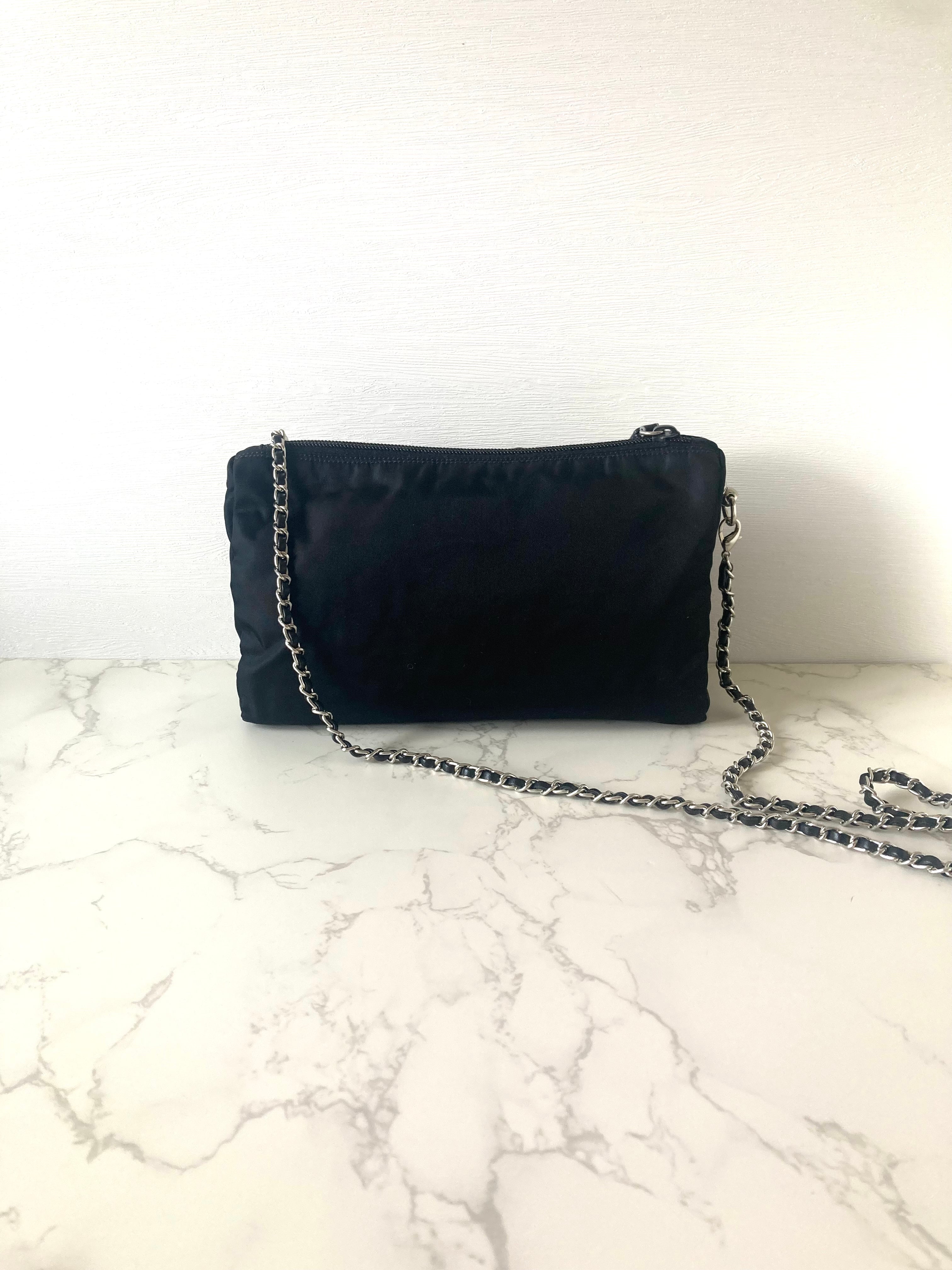 PRADA Tessuto Nylon Black Mini Two-way Crossbody / Pouch Bag