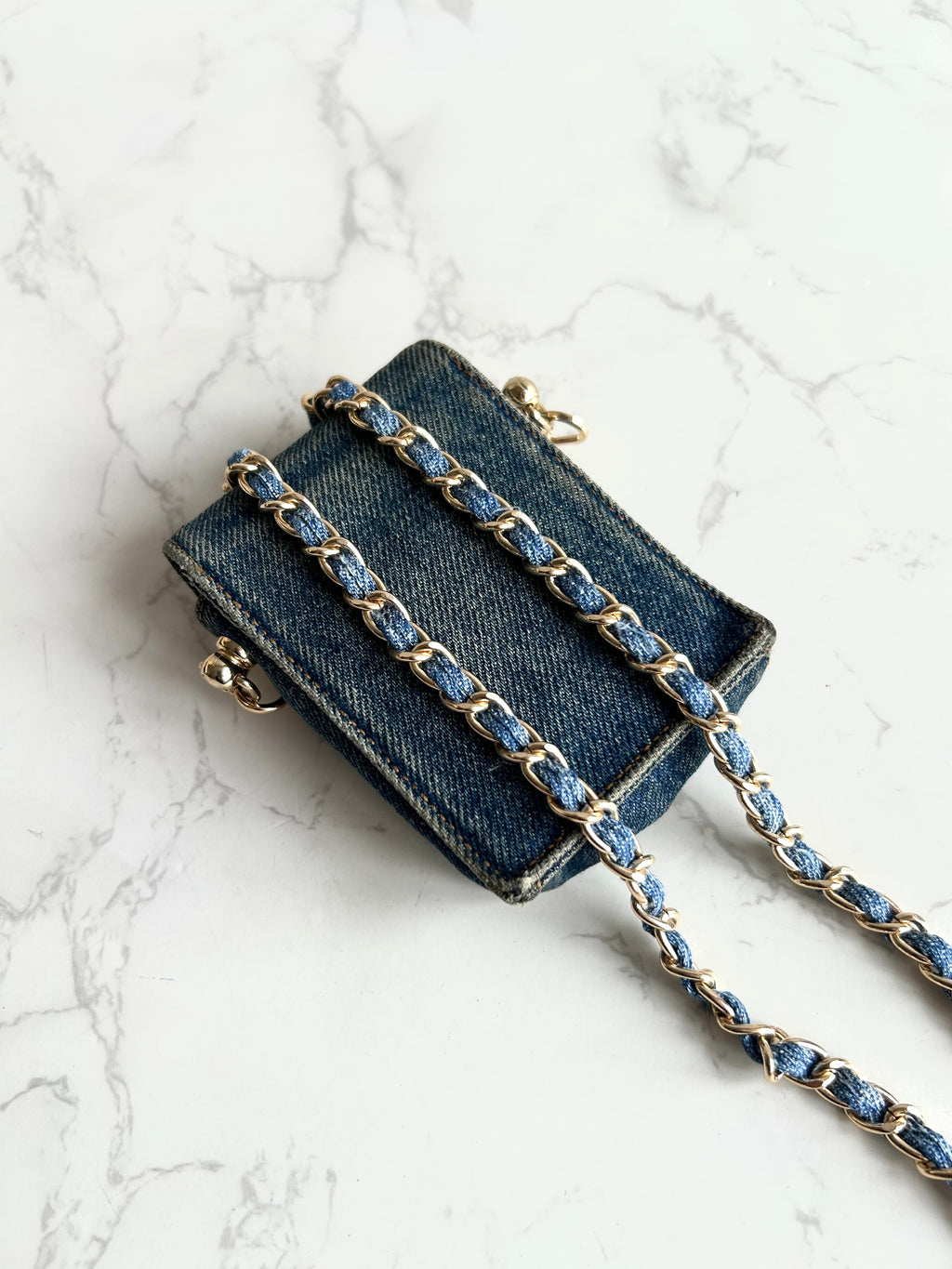 Chanel 牛仔布藍色斜背包 單肩包 側背包 中古包