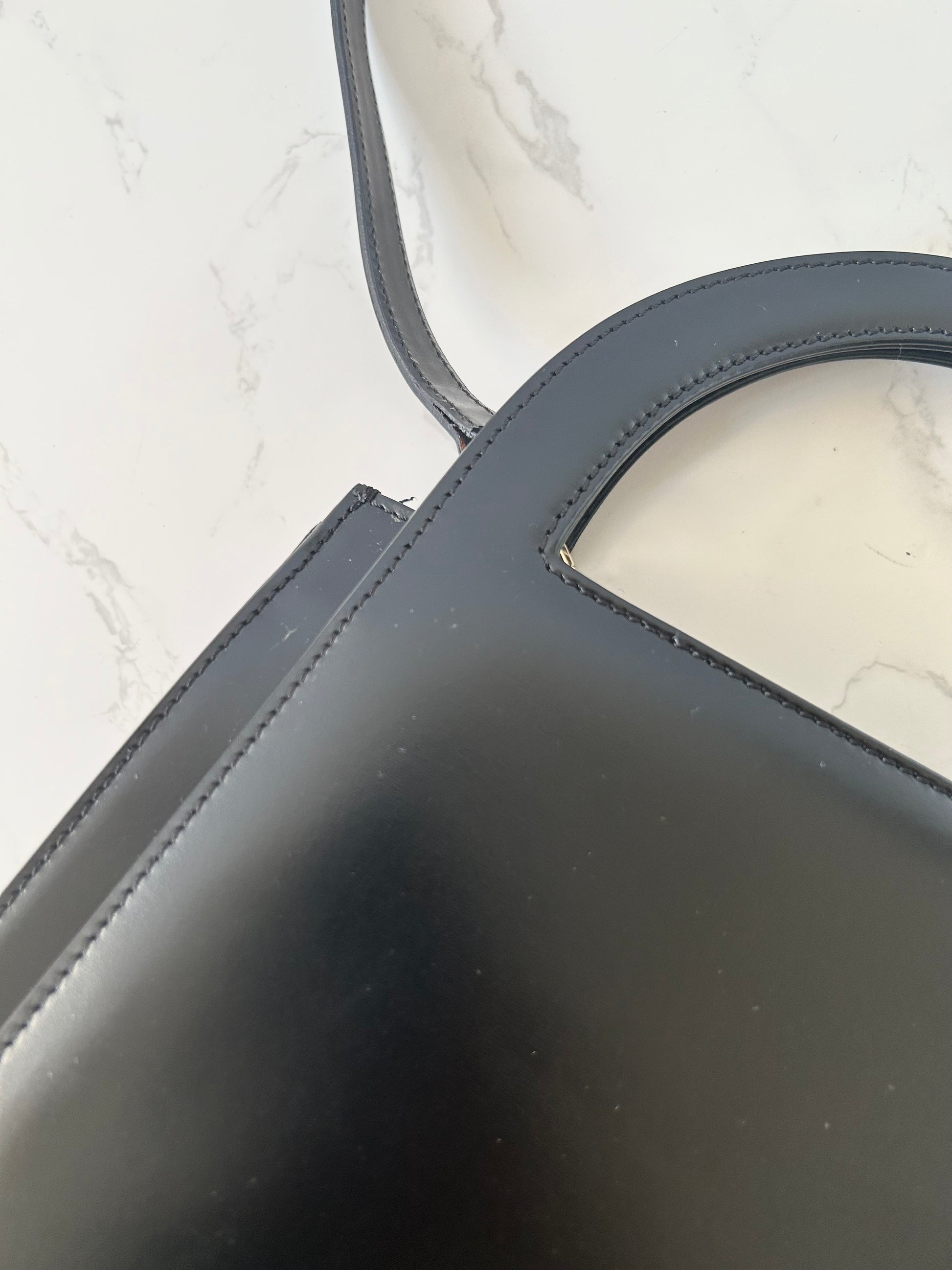 CELINE Rare Planet Black Gold Leather Kelly Handbag/Side Bag/Messenger Bag
