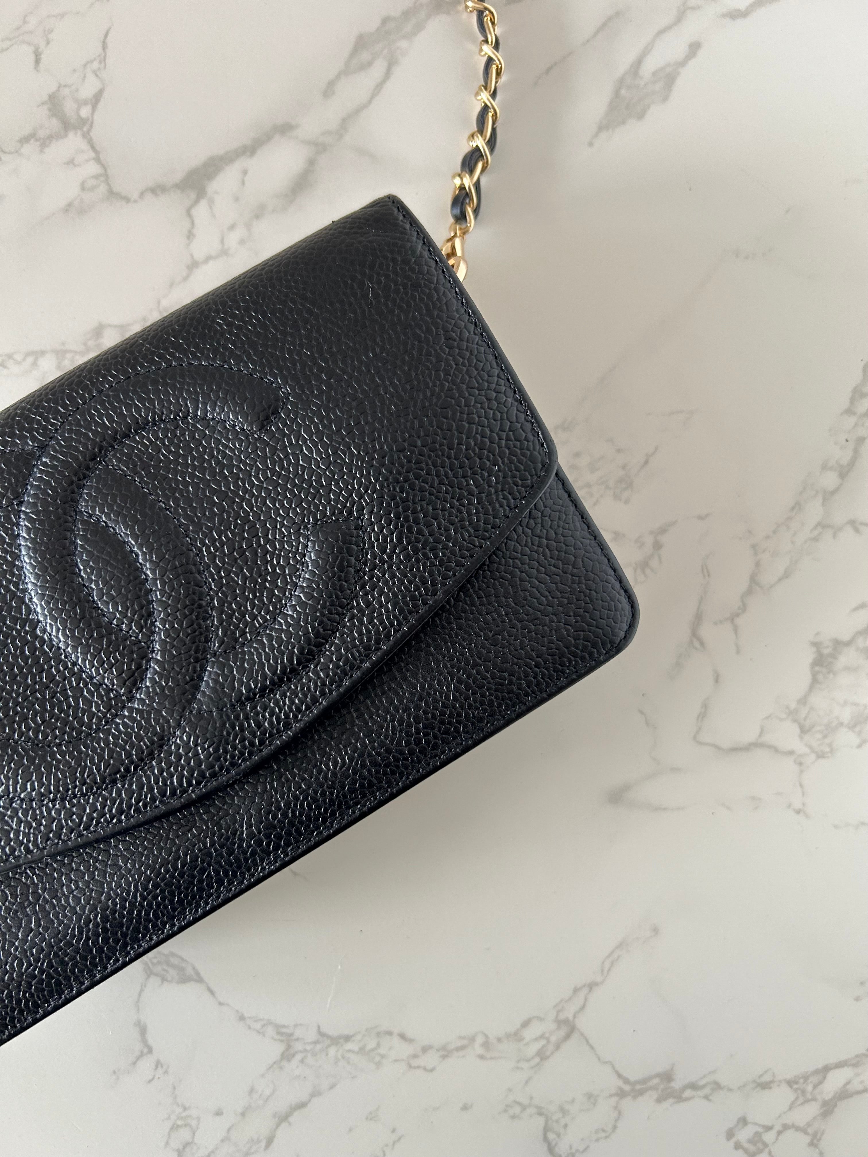 CHANEL Rare Black Caviar Chain WOC/Side Bag/Messenger Bag