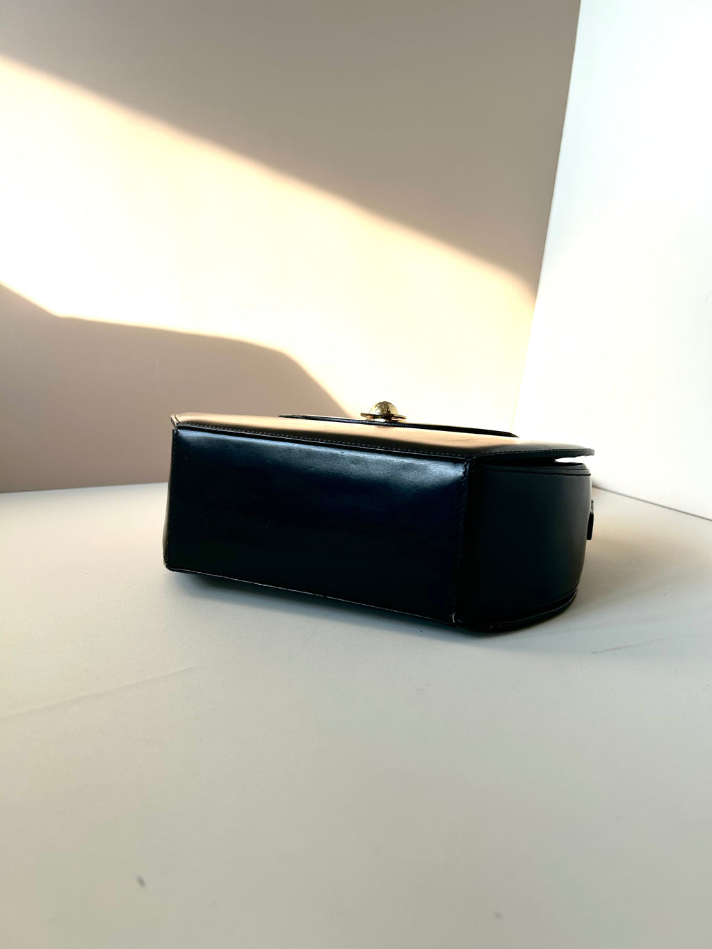 CELINE Rare Moving Planet Black Leather Tofu Bun Small Bag Side Bag / Crossbody Bag
