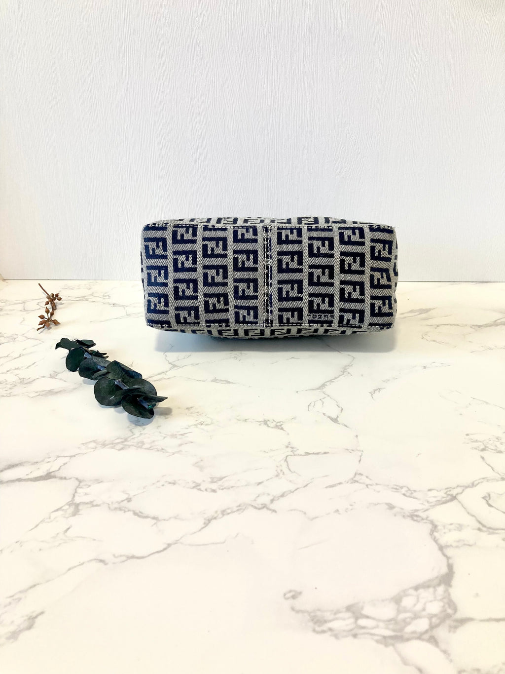 FENDI Navy Blue Zucchino Lunchbox Handbag