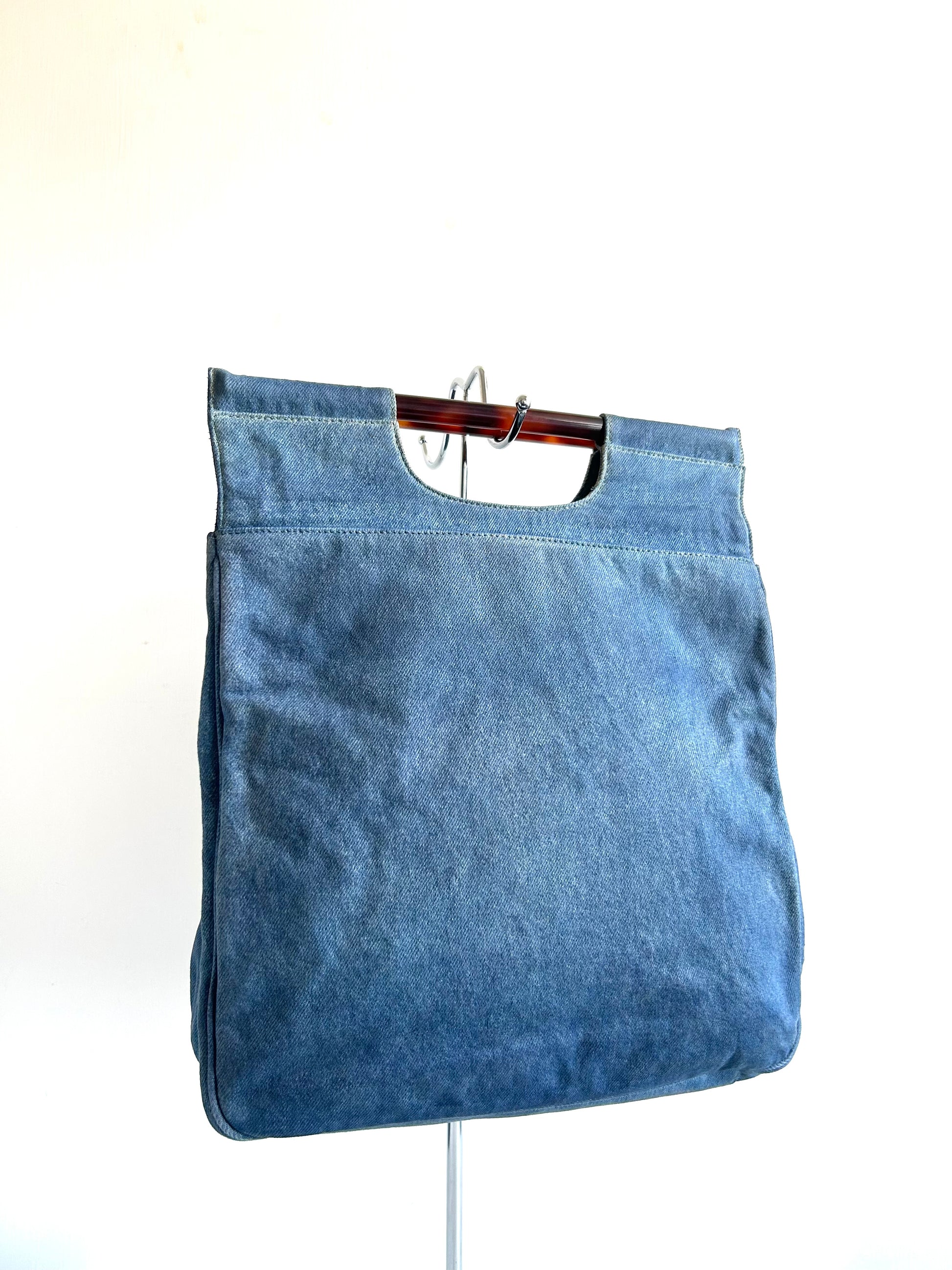 稀有CHANEL牛仔布玳瑁手柄托特包/手挽袋