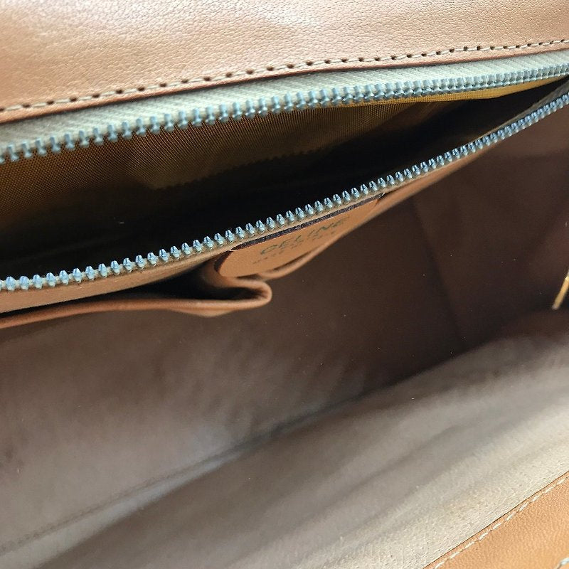 CELINE rare coffee-colored old flower planet gold coin Kelly leather flap handbag