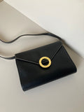 CELINE black large gold ring envelope leather small bag/side bag/crossbody bag