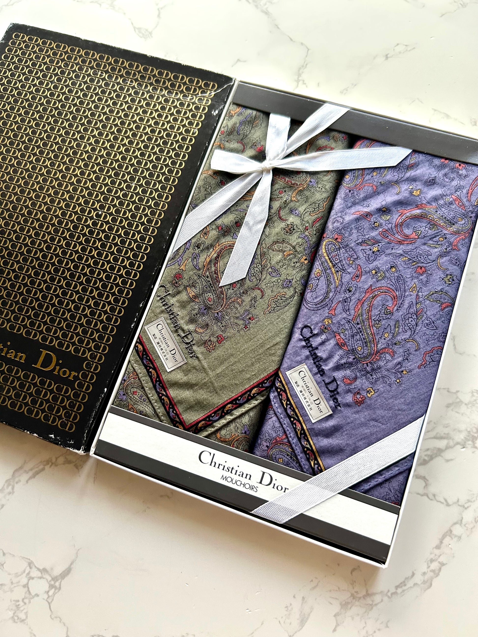 DIOR 未使用保存品•腰果花絲巾禮盒 - 一套2條· 新春禮品