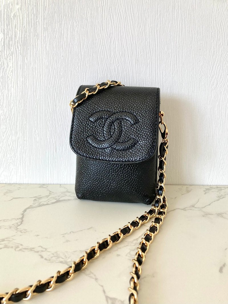 CHANEL Caviar Black Small Bag/Side Bag/Cross Bag - Japanese Second-hand Vintage