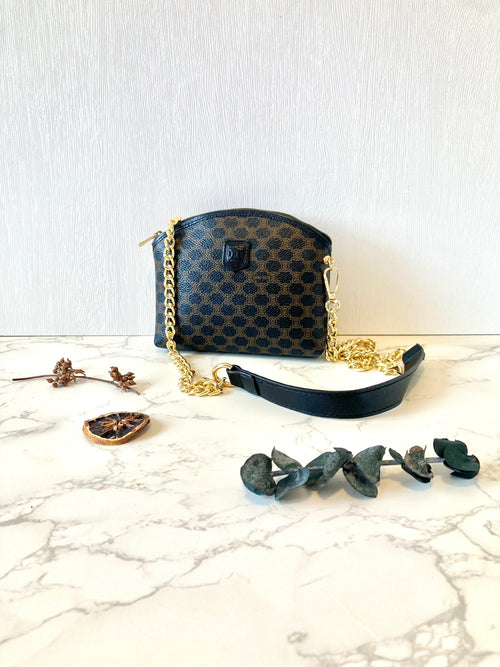 CELINE Black Macadam Monogram Two-way Mini Crossbody / Pouch Bag