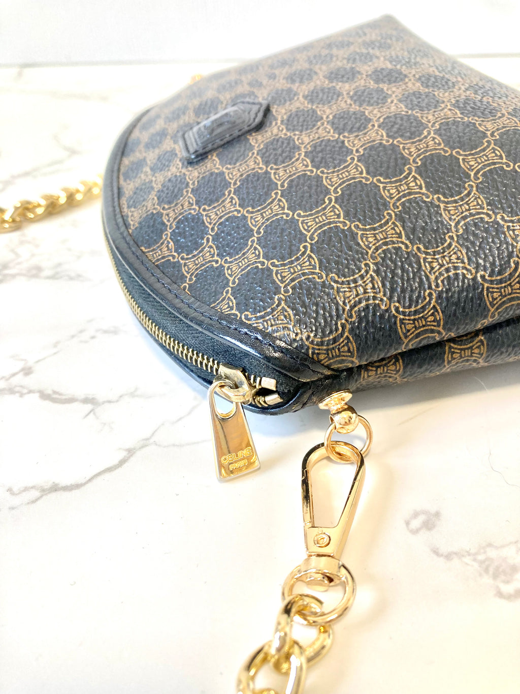 CELINE Black Macadam Monogram Two-way Mini Crossbody / Pouch Bag