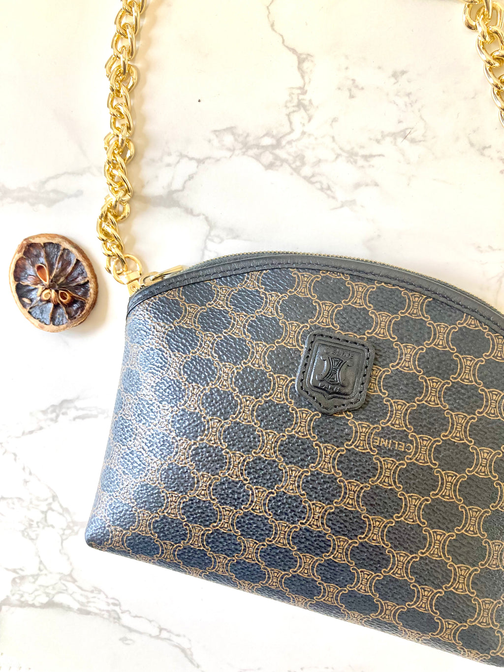 CELINE Black Macadam Monogram Two-way Mini Crossbody / Pouch Bag