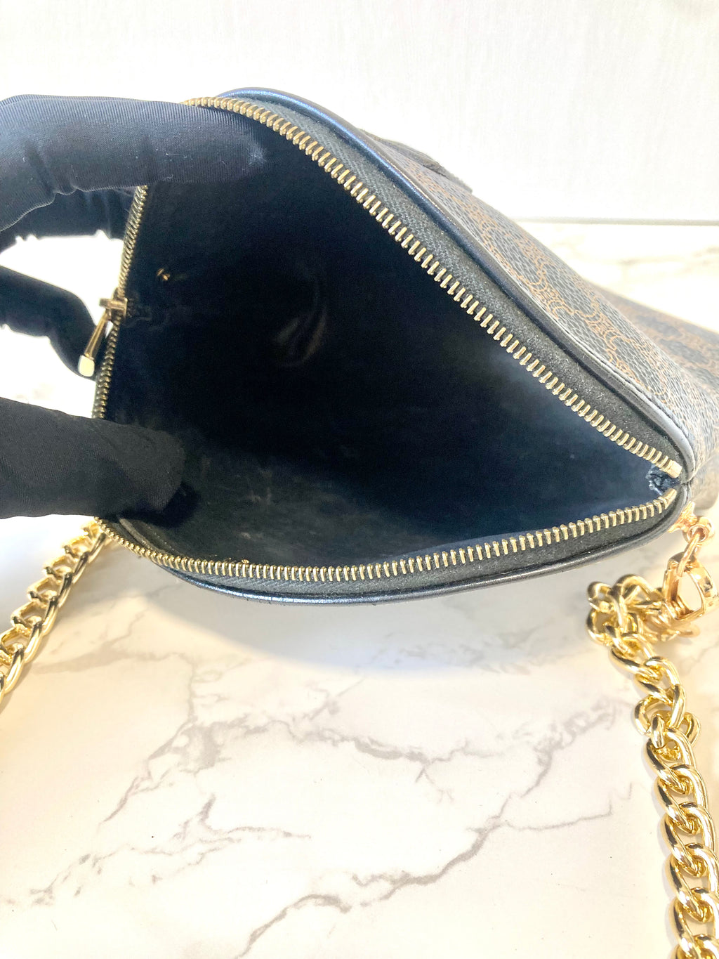 CELINE Black Macadam Monogram Two-way Mini Crossbody / Pouch Bag