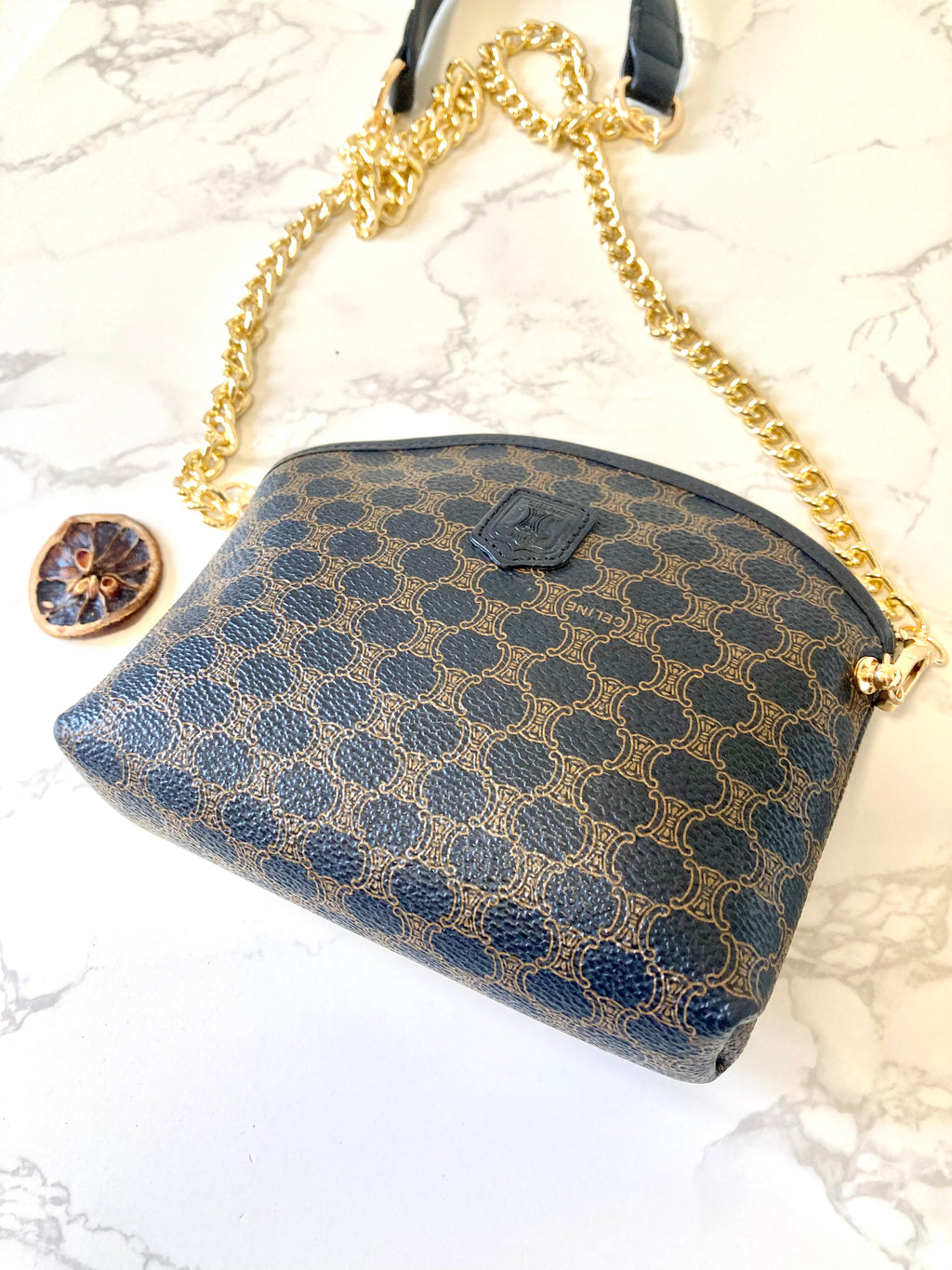 CELINE Black Macadam Monogram Two-way Mini Crossbody / Pouch Bag
