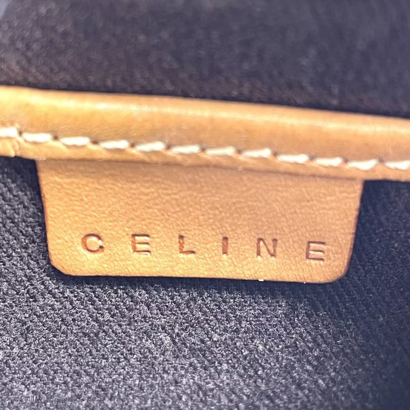 稀有中古二手Celine咖啡色老花餃子皮革側背包/斜背包