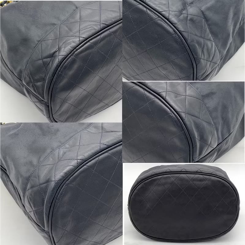 【LA LUNE】Second-hand Chanel black leather chain bucket bag shoulder bag