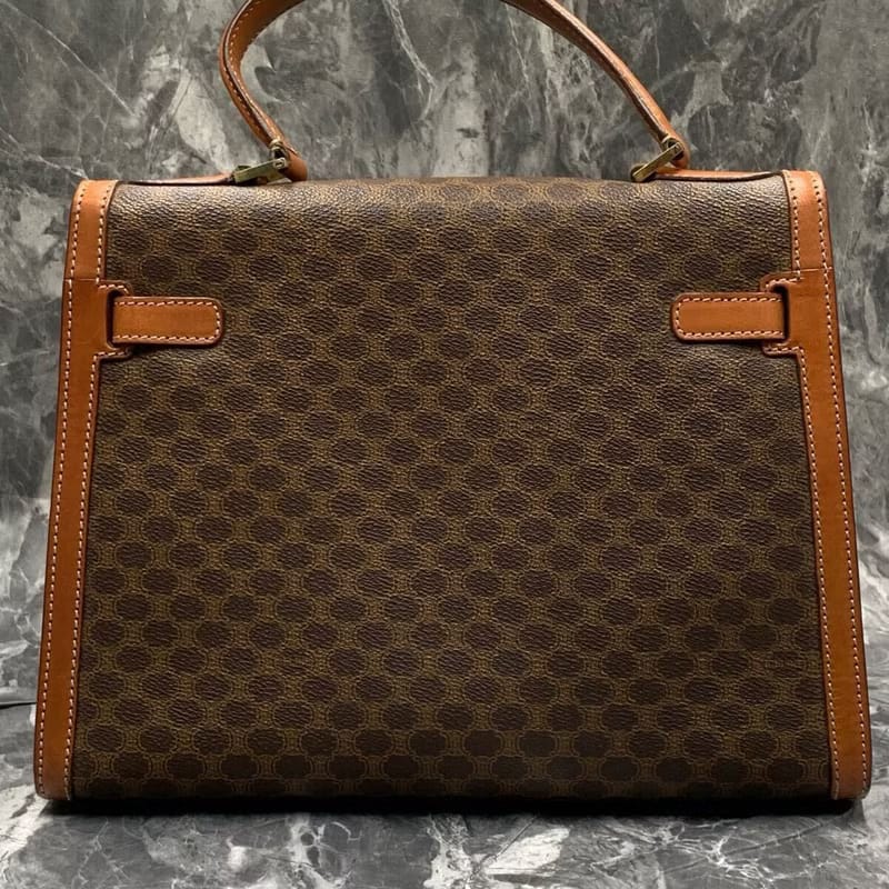 Celine coffee-colored old flower leather Kelly bag/side bag/oblique bag