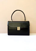 Rare second-hand Celine black gold ring Kelly leather messenger bag/side bag/handbag