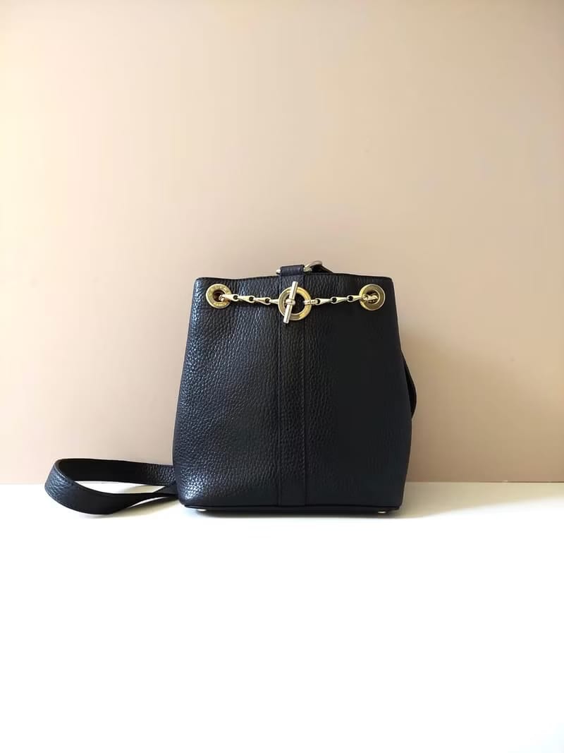 CELINE Rare Black Teardrop Serpent Bone Chain Bucket Bag/Shoulder Bag