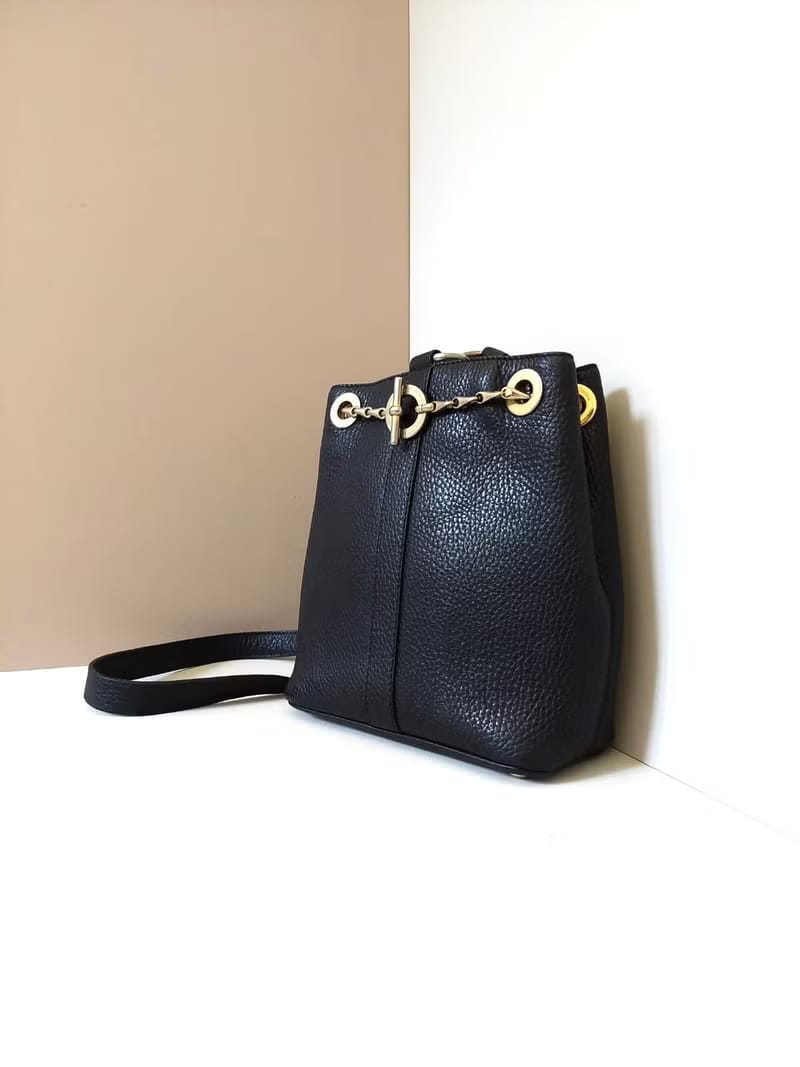 CELINE Rare Black Teardrop Serpent Bone Chain Bucket Bag/Shoulder Bag