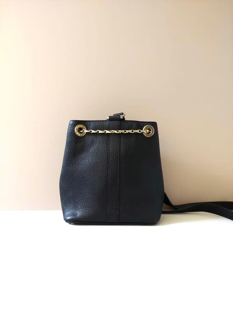 CELINE Rare Black Teardrop Serpent Bone Chain Bucket Bag/Shoulder Bag
