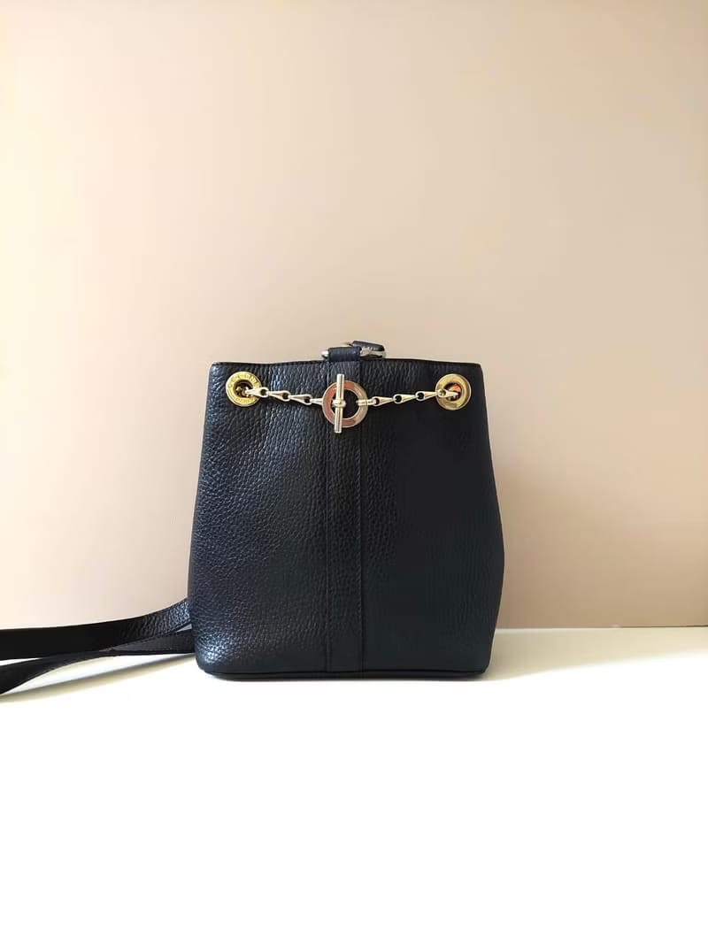 CELINE Rare Black Teardrop Serpent Bone Chain Bucket Bag/Shoulder Bag