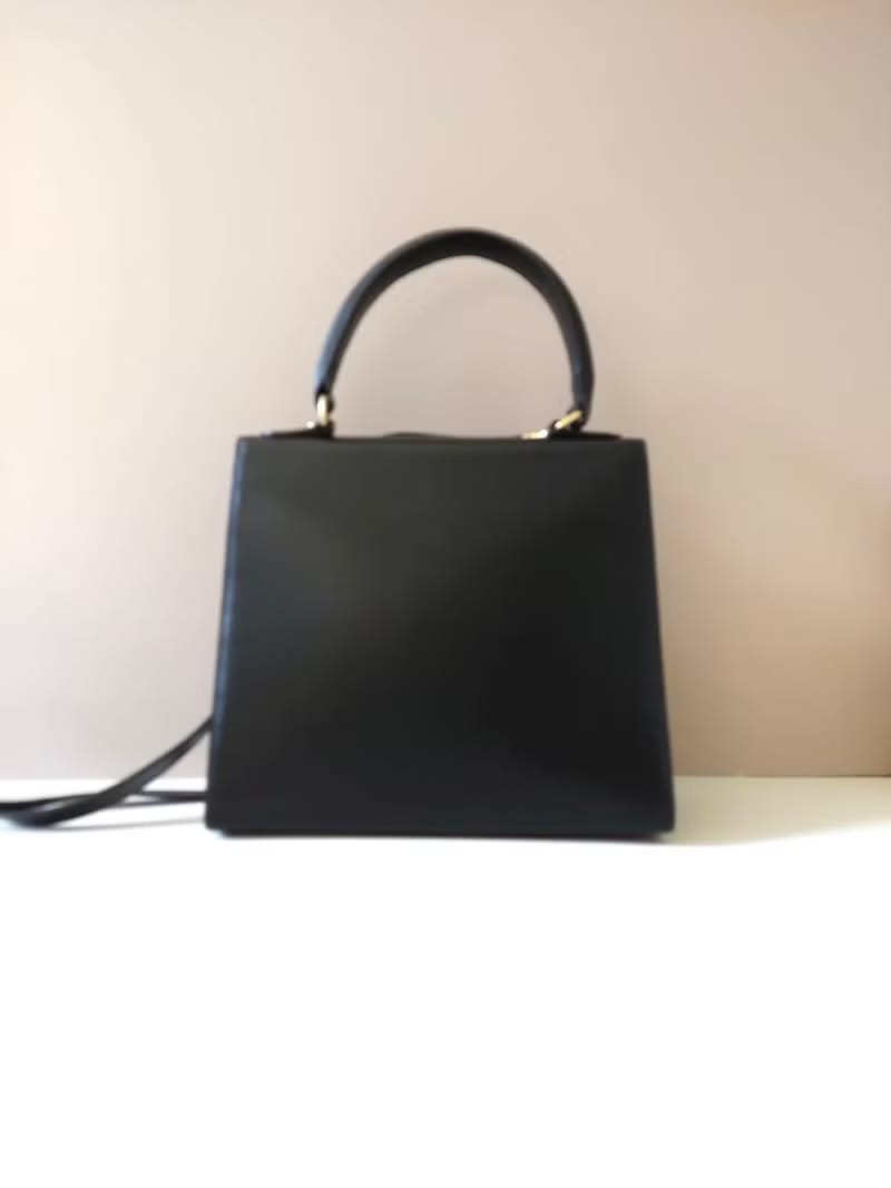 稀有中古二手Celine黑色金環扣凱莉皮革斜背包/側背包/手提包