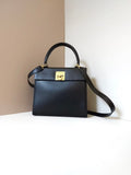 Rare second-hand Celine black gold ring Kelly leather messenger bag/side bag/handbag