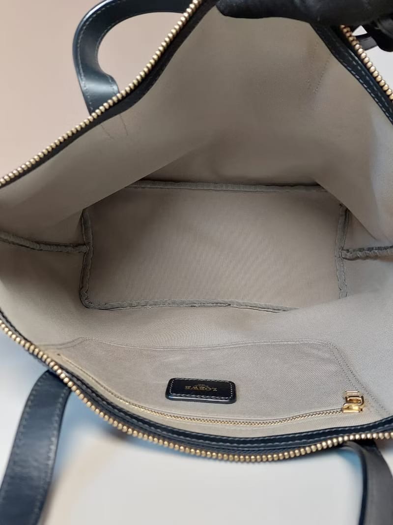 Loewe black and gray old flower small gold lock side backpack / tote bag