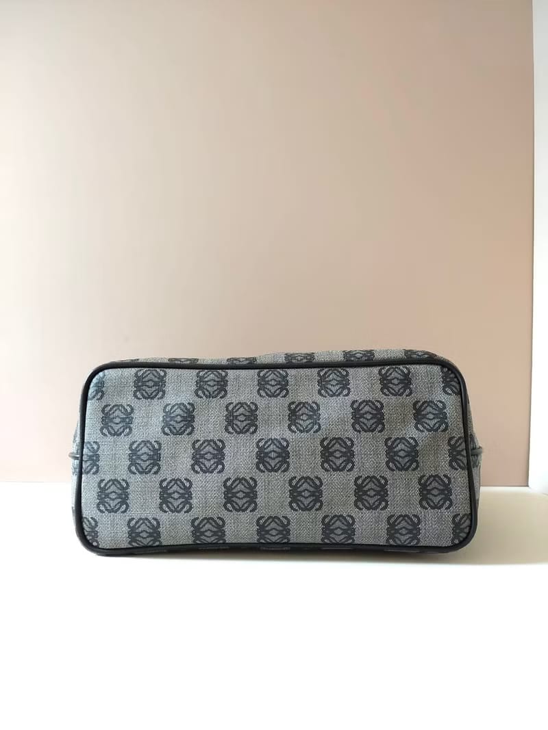 Loewe black and gray old flower small gold lock side backpack / tote bag