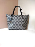 Loewe black and gray old flower small gold lock side backpack / tote bag