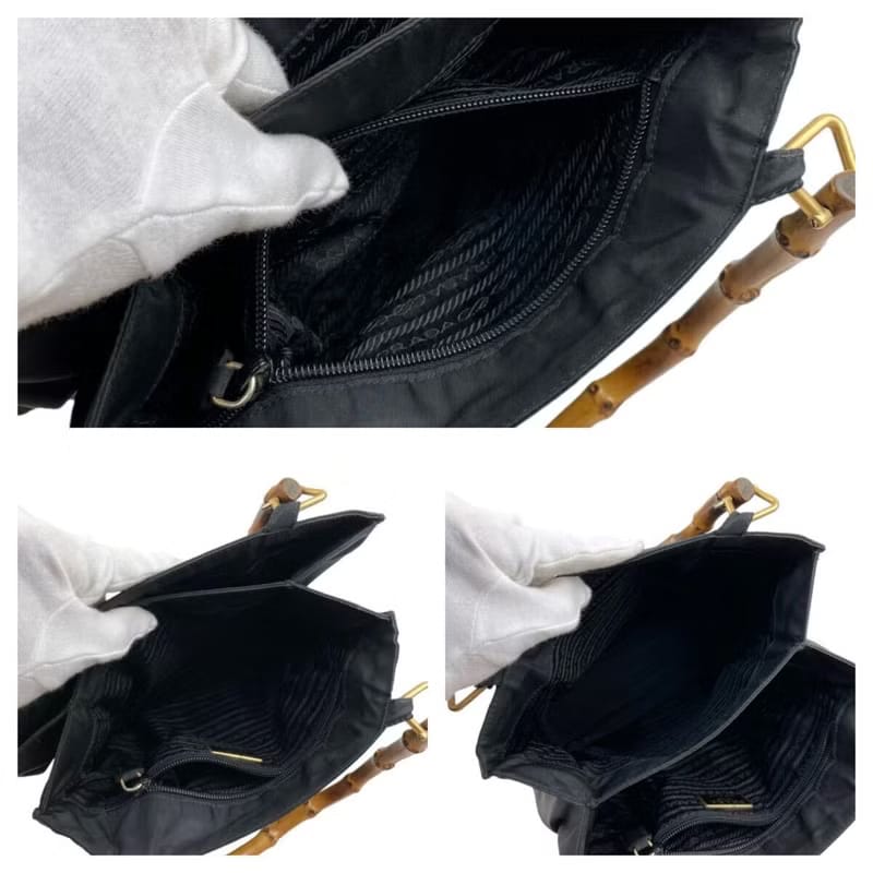 Second-hand Prada black bamboo side shoulder bag/tote bag