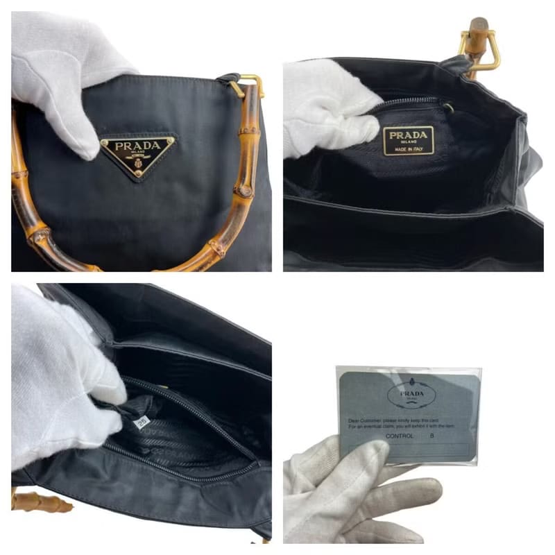 Second-hand Prada black bamboo side shoulder bag/tote bag