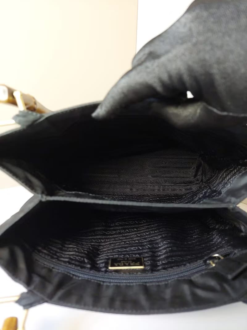 Second-hand Prada black bamboo side shoulder bag/tote bag